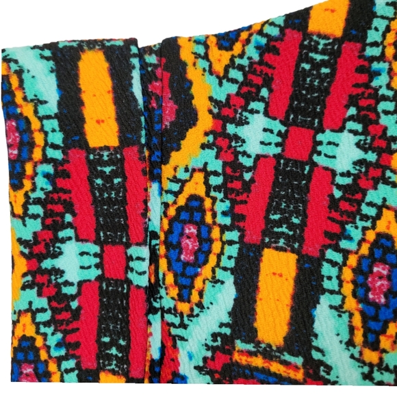 LULAROE AZURE Red Blue Orange Tribal Skirt Size S - Picture 2 of 5